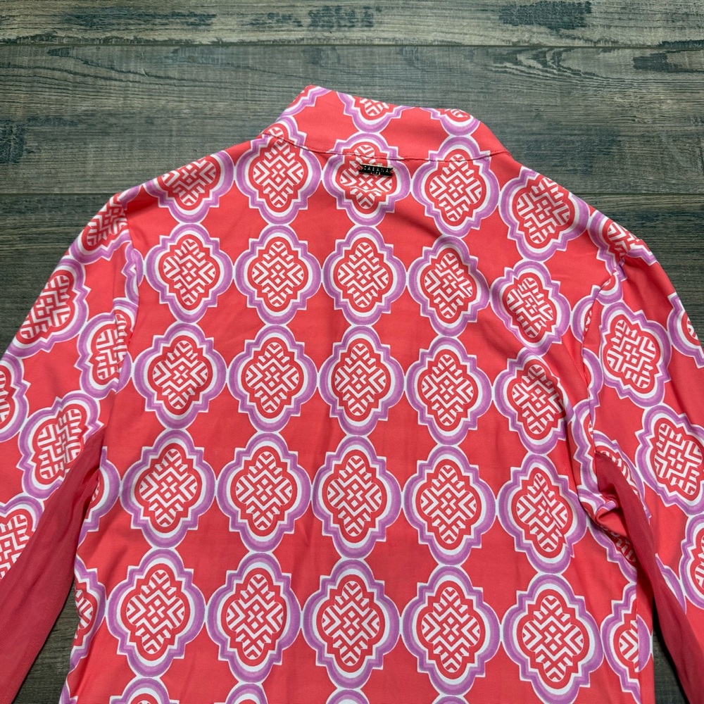 Cabana Life Coral and Pink Patterned Dress Long Sleeve - Picture 6 of 12